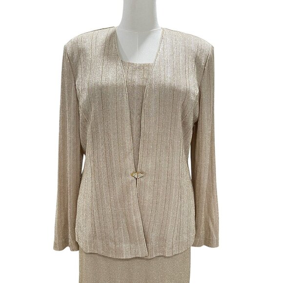RM Richards Gold Glitter Formal Skirt Suit Set Mother Of Bride Evening Dress 2PC - Picture 9 of 10